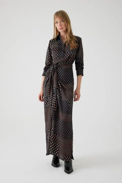 Exquise Annis Maxi Shirt Dress In Gray