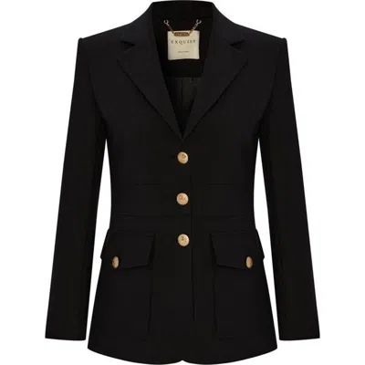 Exquise Antigone Fitted Pocket Jacket In Black