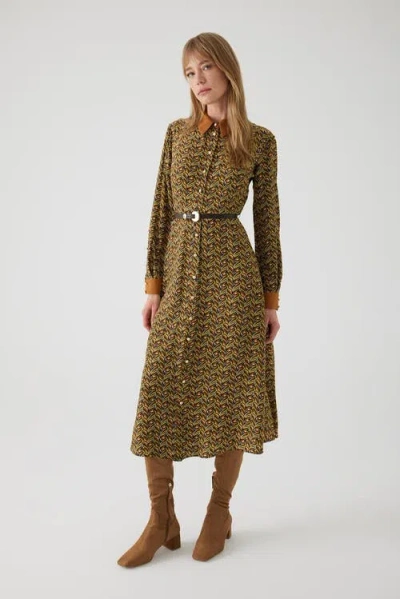 Exquise Antonia Midi Dress In Brown
