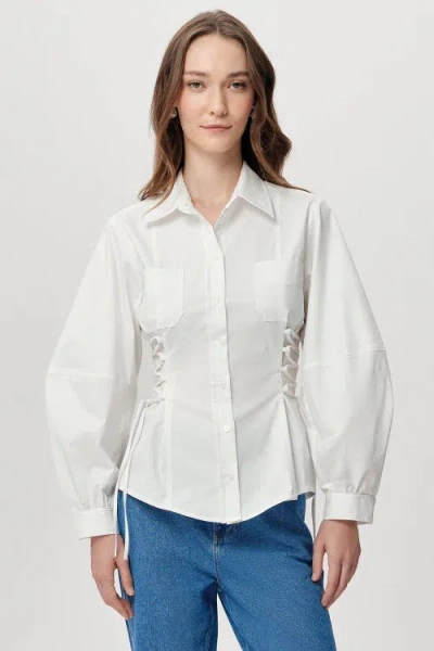 Exquise Arcene Fitted Waist Balloon Sleeve Shirt In Black