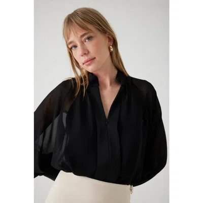 Exquise Arlene Chiffon Blouse In Black