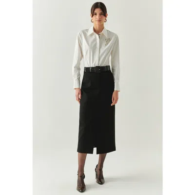 Exquise Arlette Belted Skirt In Black