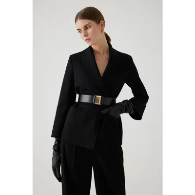 Exquise Armida Belted Jacket In Black