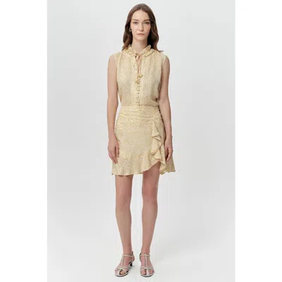 Exquise Aubert Asymmetrical Ruffle Hem Printed Mini Skirt In Neutral