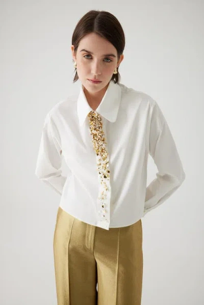 Exquise Audrey Embroidered Cotton Shirt In White