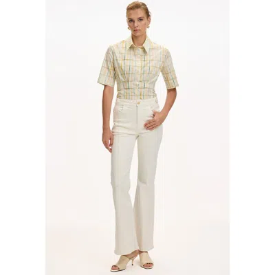Exquise Avelaine High Waist Pocket Flared Leg Jeans In White