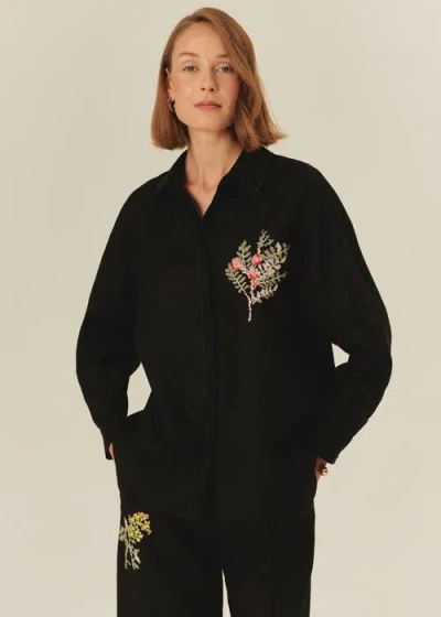 Exquise Avianna Linen Shirt In Black