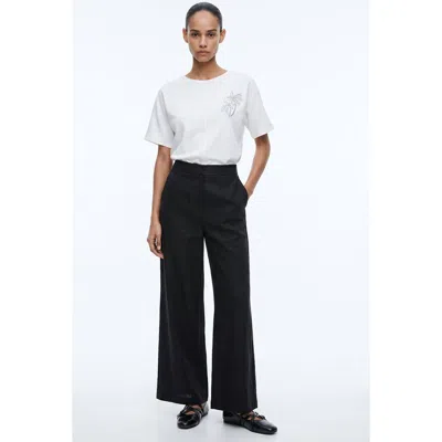 Exquise Azaleaora High Waist Linen Pants In Black