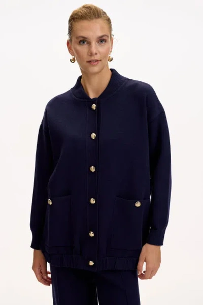 Exquise Barbara Knit Cardigan In Blue