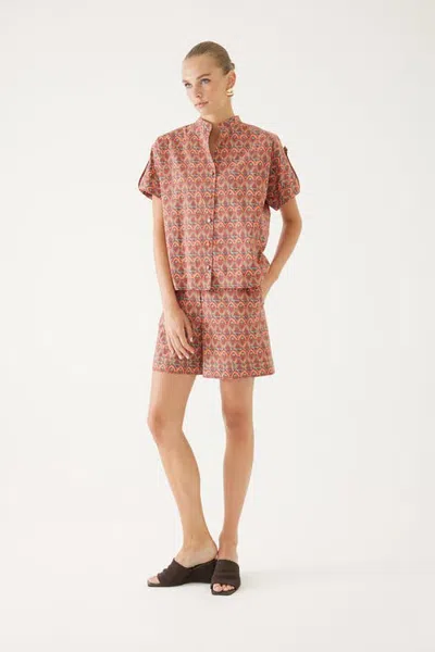 Exquise Belt Sleeve Multicolor Shirt