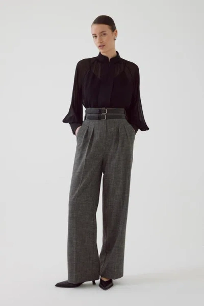 Exquise Belted Pants In Gray