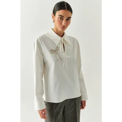 Exquise Bloom Long Sleeve Blouse In Gray