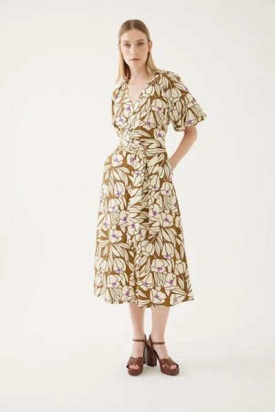 Exquise Bobo Midi Dress In Brown
