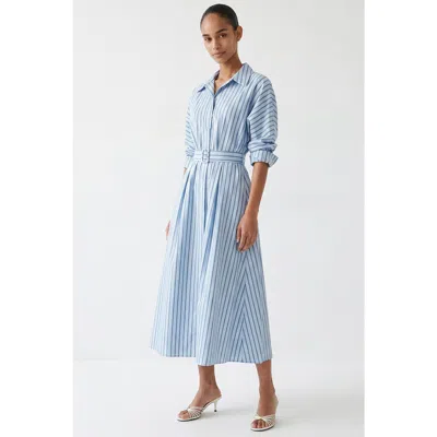 Exquise Bogie Raglan Sleeve Belted Midi Dress In Blue
