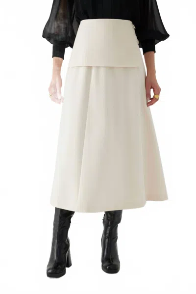Exquise Bone Skirt With Belt Detail In Ivory In White