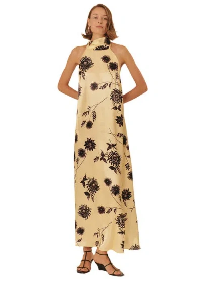 Exquise Bonnie Floral Viscose Maxi Dress In Neutral