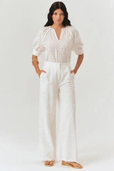 Exquise Broderie Anglaise Fabric Pants In Gray