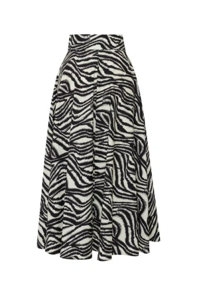Exquise Brooke Zebra Print Midi Skirt In Black