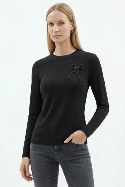 Exquise Carolyn Long Sleeve Blouse In Black