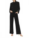 Exquise Chandra High Waist Wide Leg Jewelled Pants In Black In Black
