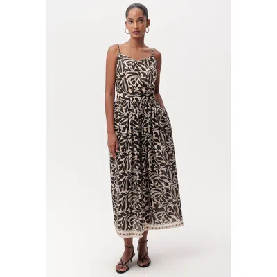 Exquise Chantal High Waist Zippered Midi Skirt With Pockets In Multi