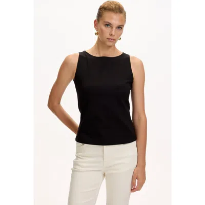 Exquise Chelsea Boat Neck Sleeveless Knit Blouse In Black