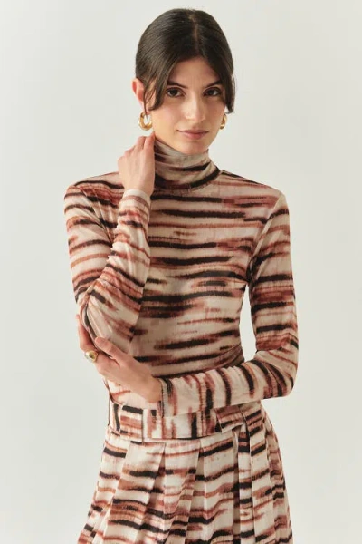 Exquise Cheyenne Turtleneck Mesh Blouse In Multi