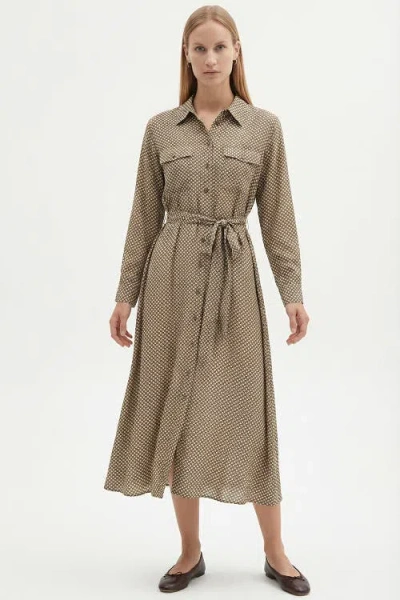 Exquise Clio Midi Shirt Dress In Gray