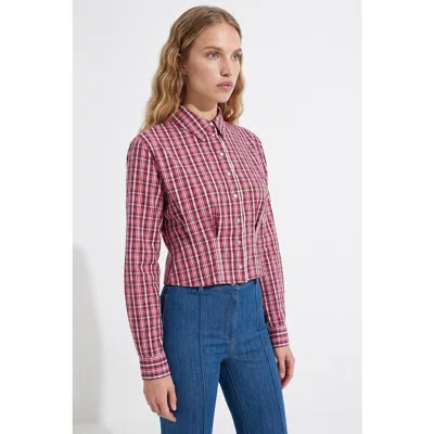 Exquise Collared Long Sleeve Shirt With Pleated Waist In Multi