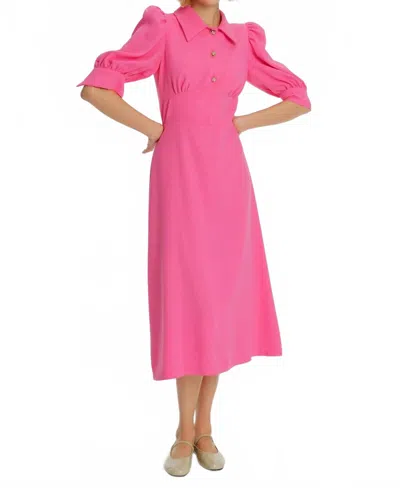 Exquise Collared Midi Dress In Pink