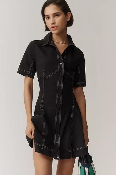 Exquise Contrast Stitch Mini Dress In Black