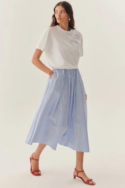 Exquise Crew Neck Short Sleeve Embroidered Midi Dress In Multi
