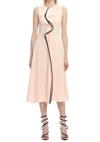 Exquise Crew Neck Sleeveless Midi Dress In Peach In Neutral