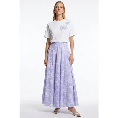 Exquise Cut Jacquard A Line Midi Skirt With Pockets In Purple