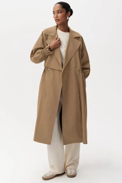 Exquise Daniele Belted Midi Trenchcoat In Brown