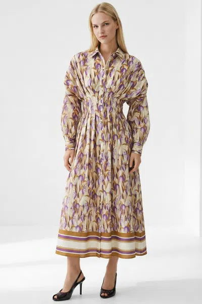 Exquise Delmare Fitted Midi Shirt Dress In Brown