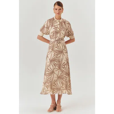 Exquise Drawstring Waist Midi Skirt In Neutral