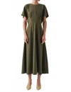 Exquise Elodie Midi Dress In Khaki In Green