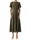 Exquise Elodie Midi Dress In Khaki In Green