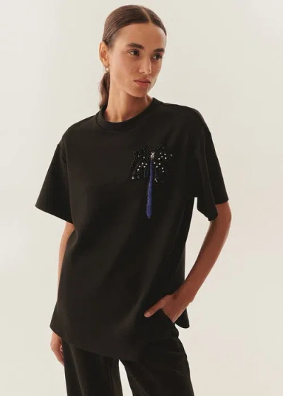 Exquise Embellished Tee In Black