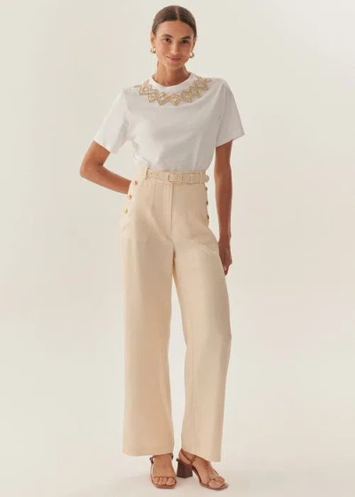 Exquise Ember Refined Creased Wide Leg Pants In White