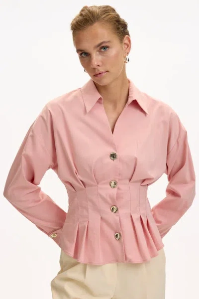 Exquise Erika Cotton Poplin Shirt In Pink