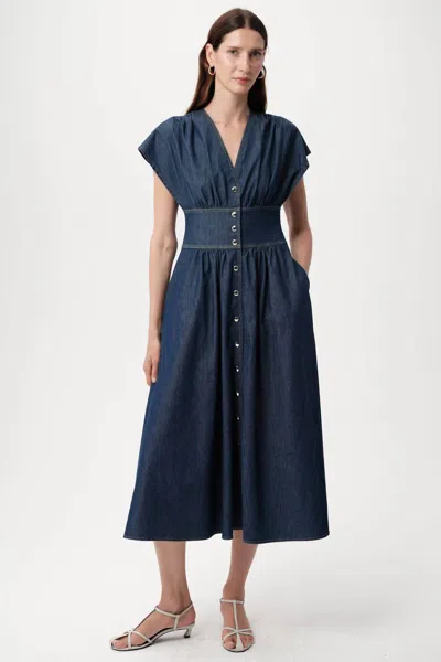 Exquise Evan Midi Dress In Blue