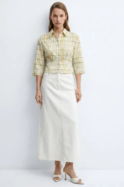 Exquise Evariste High Waist Denim Midi Skirt With Pockets In Multi
