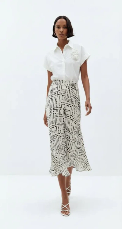 Exquise Ezra A Line Patterned Midi Skirt In Multi