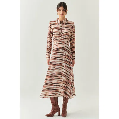 Exquise Fallon Chiffon Midi Dress In Brown