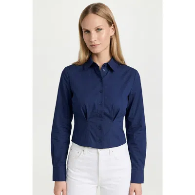 Exquise Felecia Long Sleeve Crop Shirt In Blue