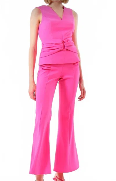 Exquise Flared Leg Crepe Trousers In Pink