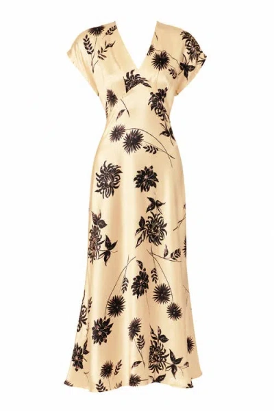 Exquise Floral Embroidered Viscose Dress In Multi