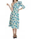Exquise Floral One Sleeve Maxi Dress In Original Print In Blue